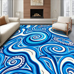 Deep Blue Swirl Abstraction Rug
