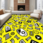 Bright Yellow Abstract Tribal Icons Rug