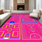Vibrant Pink Geometric Court Collage Rug