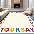 Primary Colors Playful Alphabet Border Rug