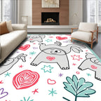 Whimsical Gray Elephant Heart Stars Rug