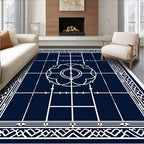 Deep Navy Geometric Mandala Outline Rug