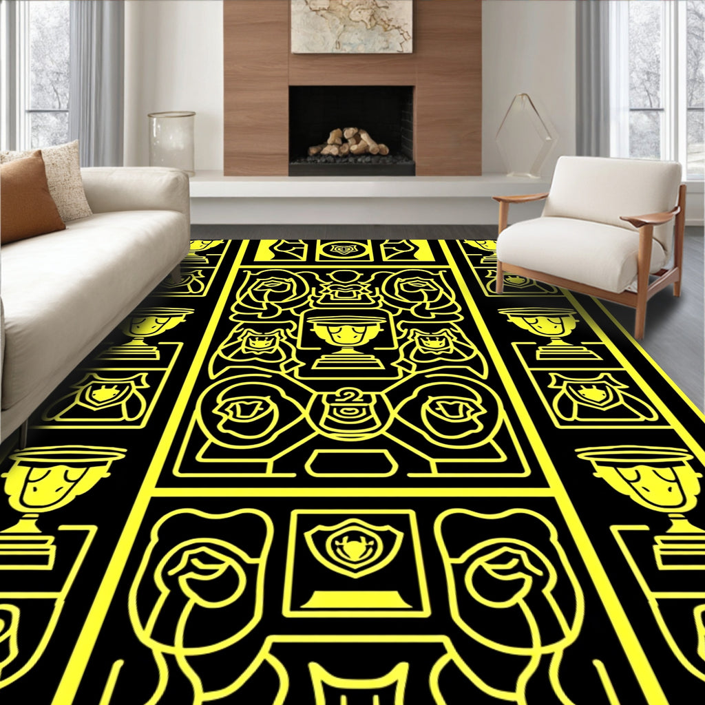 Bold Geometric Trophy and Crest Rug