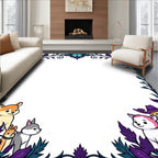 Enchanting Woodland Creatures Floral Border Rug