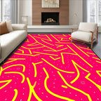 Vibrant Hot Pink Yellow Swirls Rug