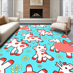 Whimsical Red Spotted Farm Animals Rug
