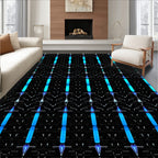 Electric Blue Vertical Lattice Rug