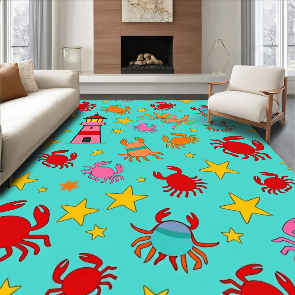 Coastal Crab Lighthouse Star Medley Rug