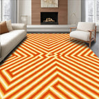 Vibrant Orange Zigzag Maze Lines Rug