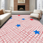Red White Blue Star Scattered Texture Rug
