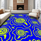 Electric Blue Yellow Turtle Swirl Rug