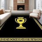 Black Gold Trophy Crown Emblem Rug