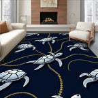 Oceanic Turtles with Gold Chain Accent Rug