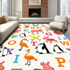 Playful Animals and Alphabet Collage Rug