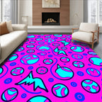Vibrant Pink Blue Swooping Circles Rug