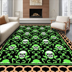 Gothic Scull Lime Green Chain Border Rug