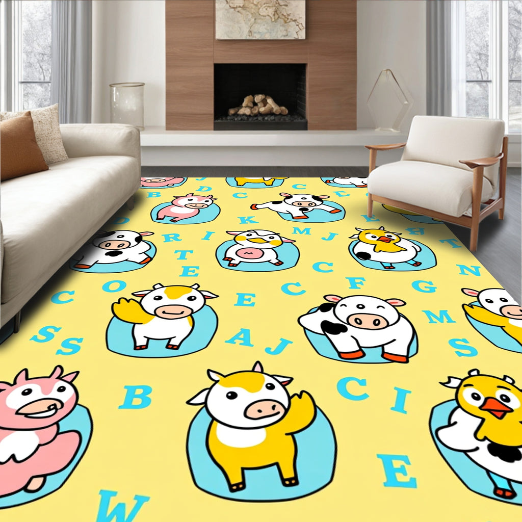 Cute Farm Animal Alphabet Repeat Rug