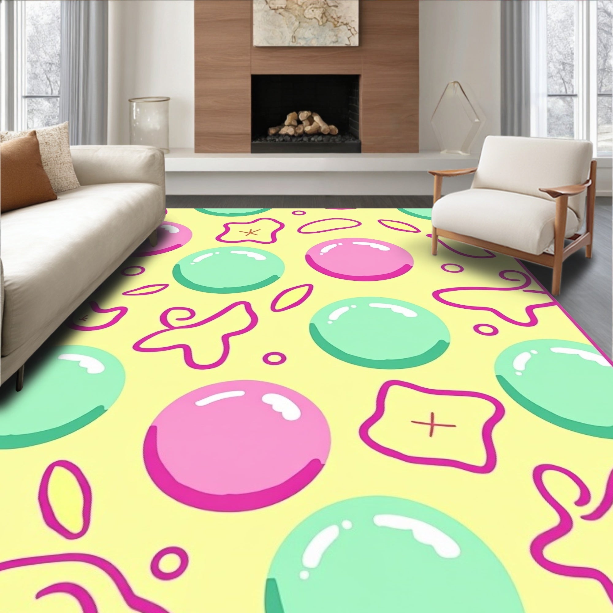Pink Mint Bubble Playfulness Rug
