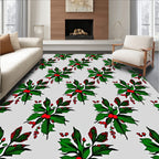 Festive Green Holly Berry Cluster Rug