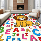 Cheerful Lion Alphabet Collage Rug