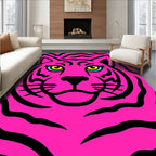 Vibrant Pink Tiger Face Stripes Rug