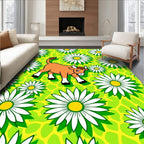 Cartoon Cow Daisy Field Rug