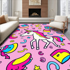 Whimsical Unicorn Hearts Cresents Stars Rug