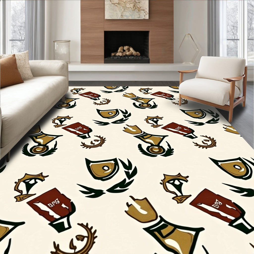 Gold Brown Crested Laurel Elements Rug