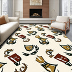 Gold Brown Crested Laurel Elements Rug
