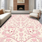 Whimsical Pink Creature Floral Medallion Rug
