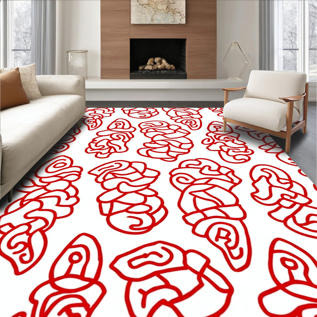 Crimson Labyrinthine Swirls Rug