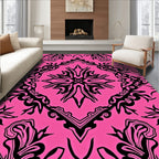 Hot Pink Black Abstract Ornamental Rug