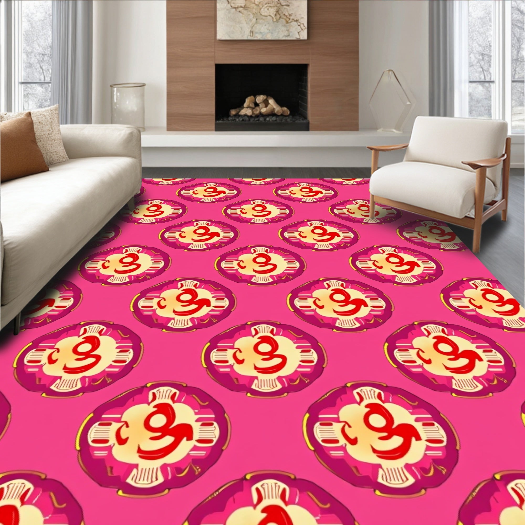 Crimson Gold Floral Medallion Rug