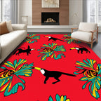 Tropical Toucan Birds Red Floral Rug