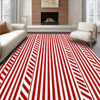 Bold Red White Diagonal Stripes Rug