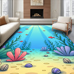 Underwater Ocean Life Coral Fish Rug