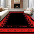 Crimson Ornamental Square Frame Rug