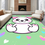 Kawaii White Puppy Hearts Background Rug