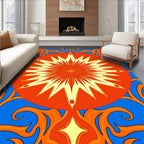 Vibrant Orange Sunburst Swirl Rug
