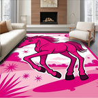 Vibrant Pink Horse Starry Landscape Rug
