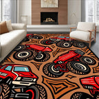 Red Monster Trucks Action Splash Rug