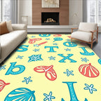 Alphabetical Nautical Icons Summer Yellow Rug