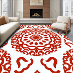 Crimson Medallion Floral Repeating Pattern Rug