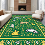 Emerald Green Botanical Animal Autos Rug