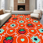 Strawberry Heart Floral Medallion Rug