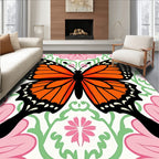 Orange Butterfly Garden Floral Rug