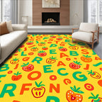 Alphabet Strawberry Yellow Graphic Rug