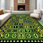 Neon Alphabet Number Grid Rug