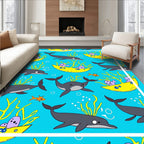 Dolphin Sea Creatures Yellow Boat Rug