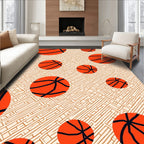 Vibrant Orange Basketball Maze Background Rug